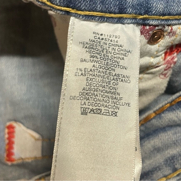 True Religion Light Wash 3 tone Rope Stitch Straight Jeans sz 34 - Picture 7 of 9